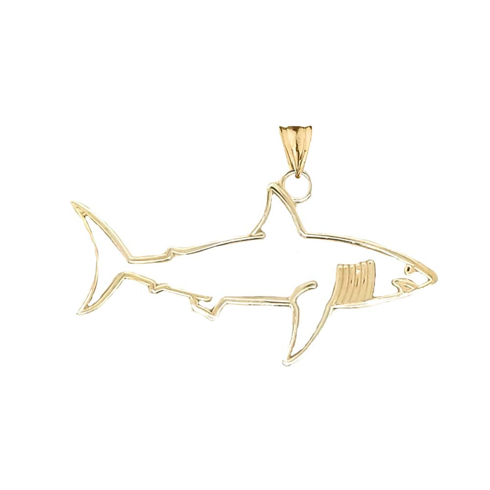 Shark Cut Out Pendant Necklace In Gold, view 2