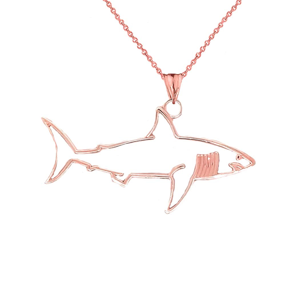Shark Cut Out Pendant Necklace In Gold, view 3