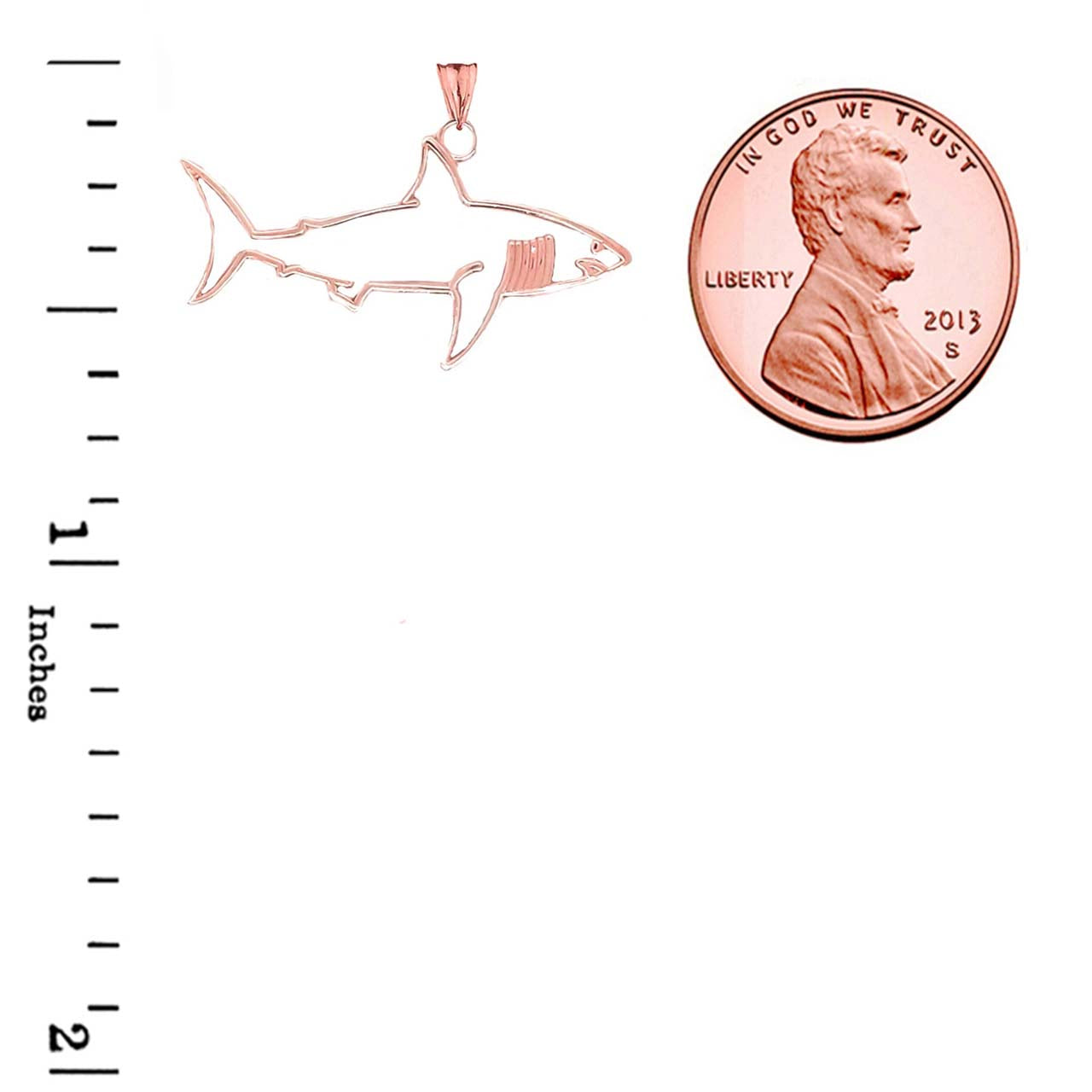 Shark Cut Out Pendant Necklace In Gold, view 7