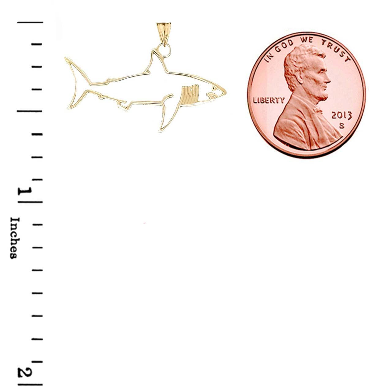 Shark Cut Out Pendant Necklace In Gold, view 8