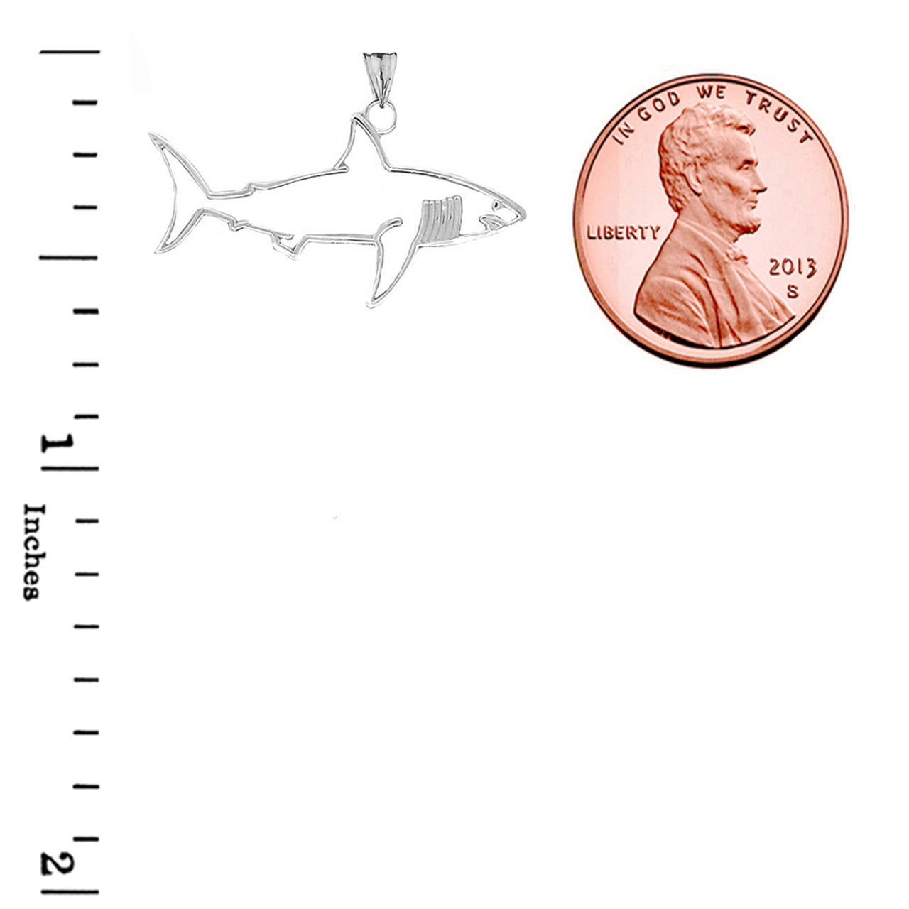 Shark Cut Out Pendant Necklace In Gold, view 9