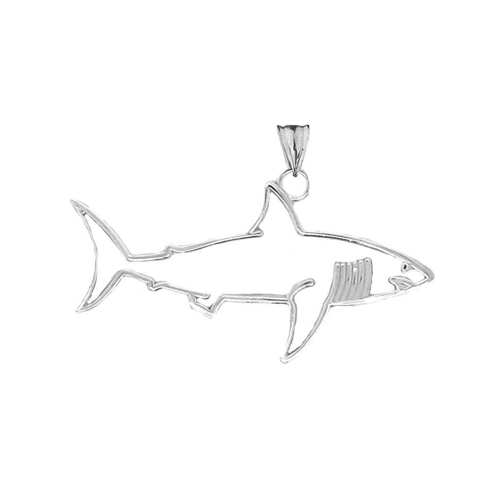 Shark Cut Out Pendant Necklace In Sterling Silver, view 2