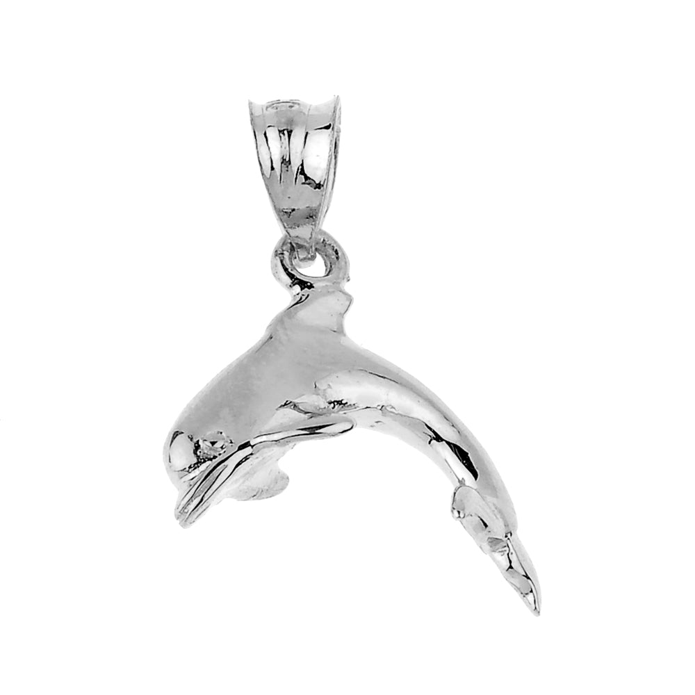 Shining Sterling Silver Dolphin Charm Pendant Necklace, view 2