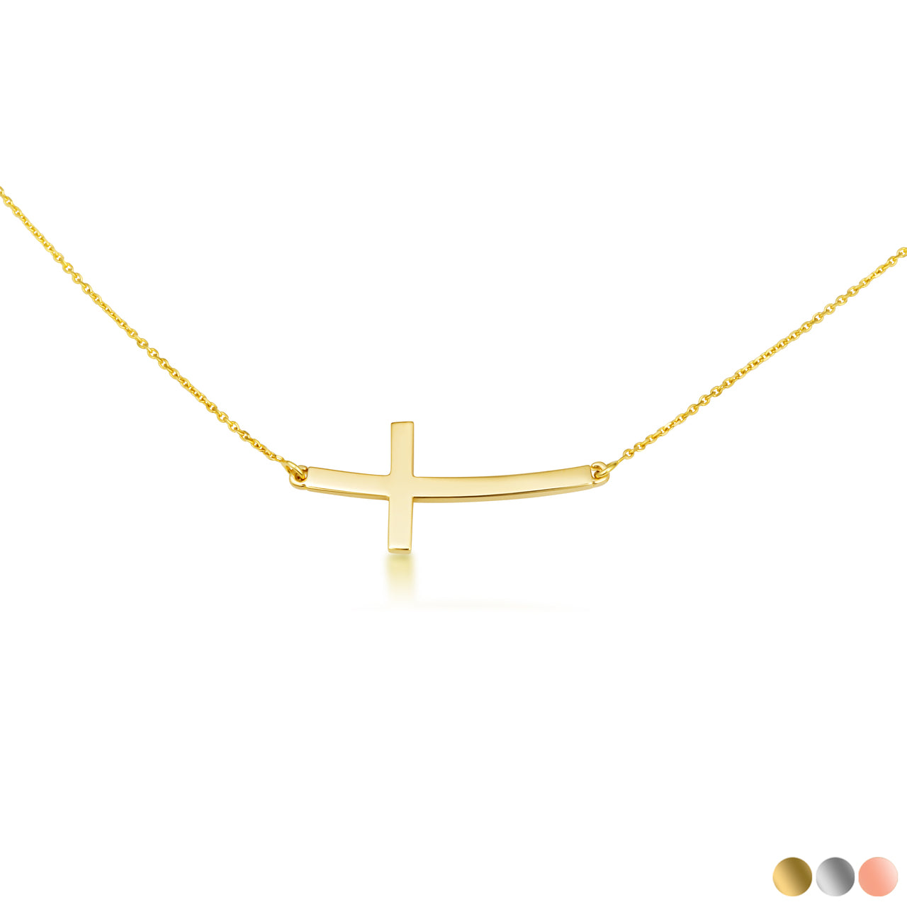 Sideways Cross Necklace in 14K Gold