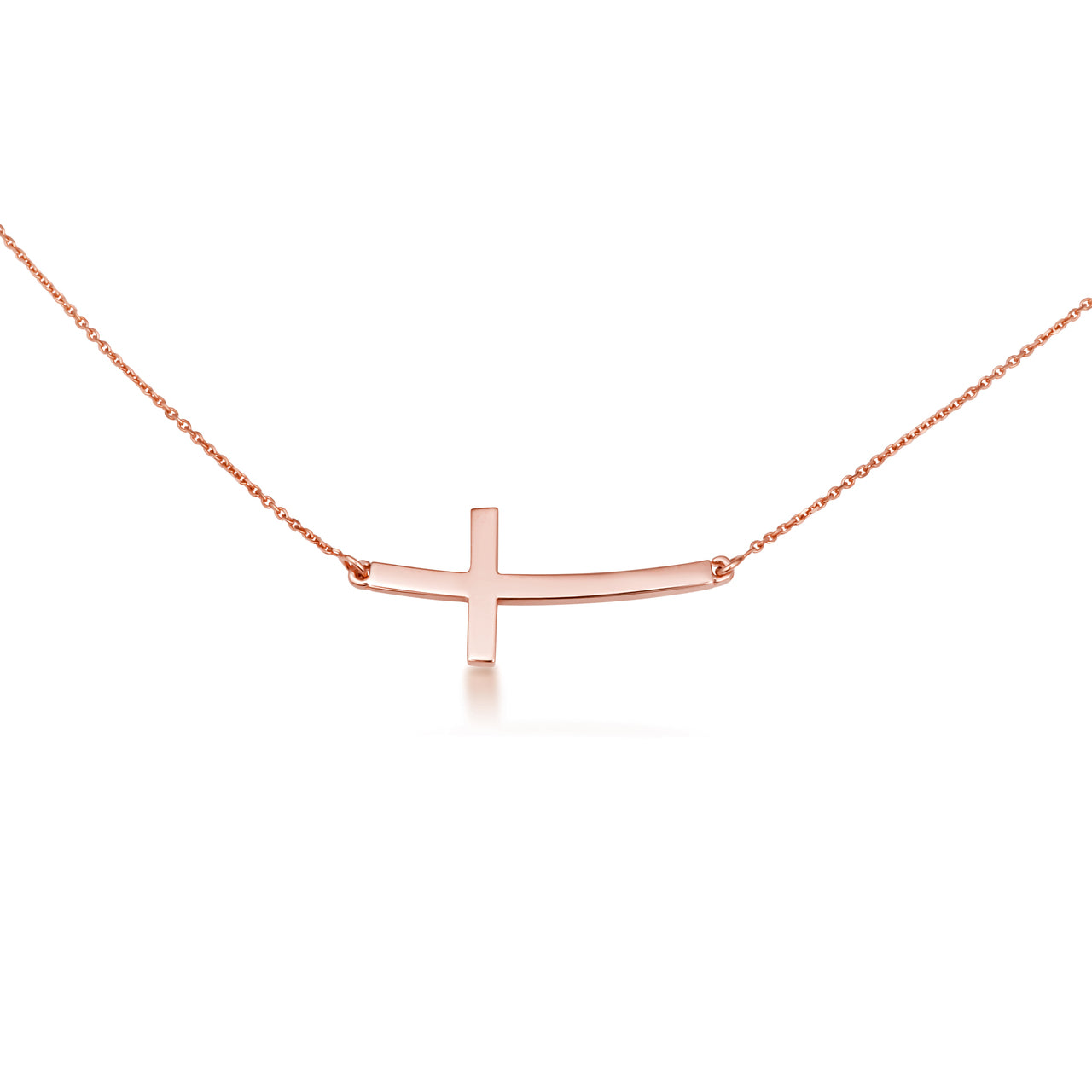 Sideways Cross Necklace in 14K Gold, view 4