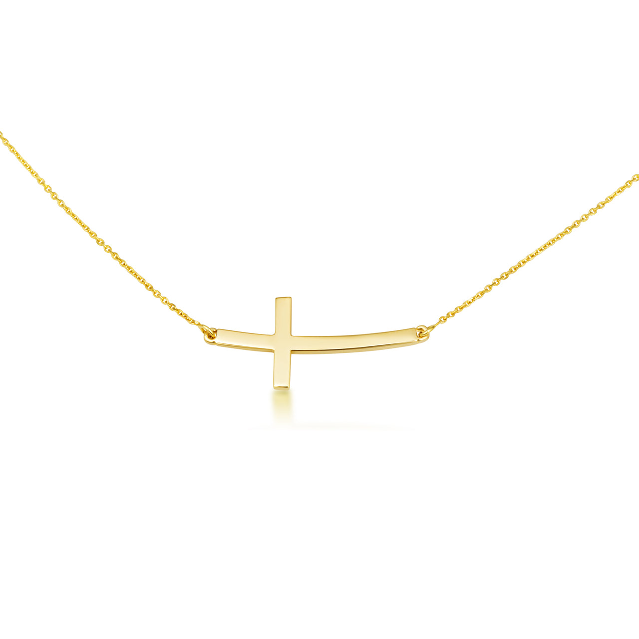 Sideways Cross Necklace in 14K Gold, view 6
