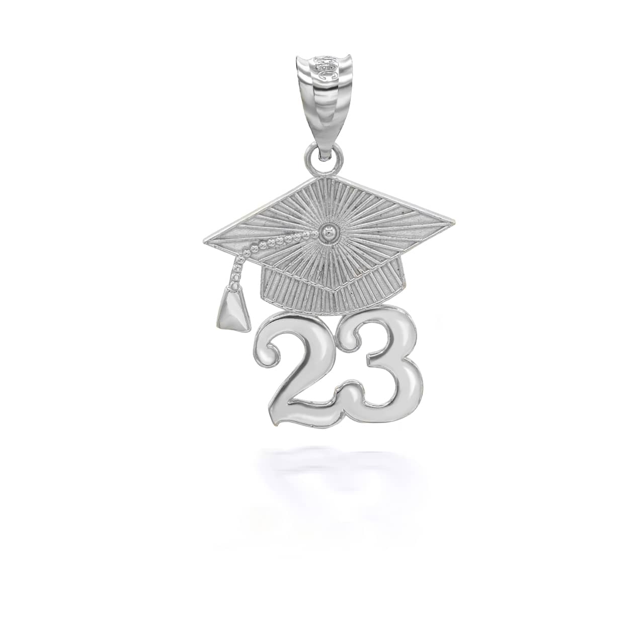 Silver 2023 Graduation Cap Pendant Necklace