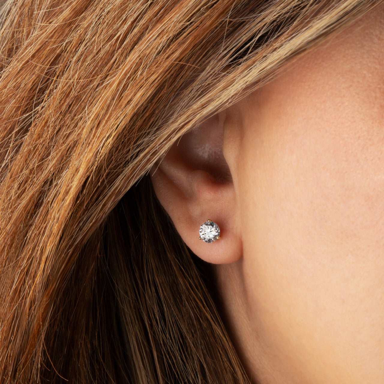 Silver 6 mm Cubic Zirconia Martini Stud Earrings, view 2