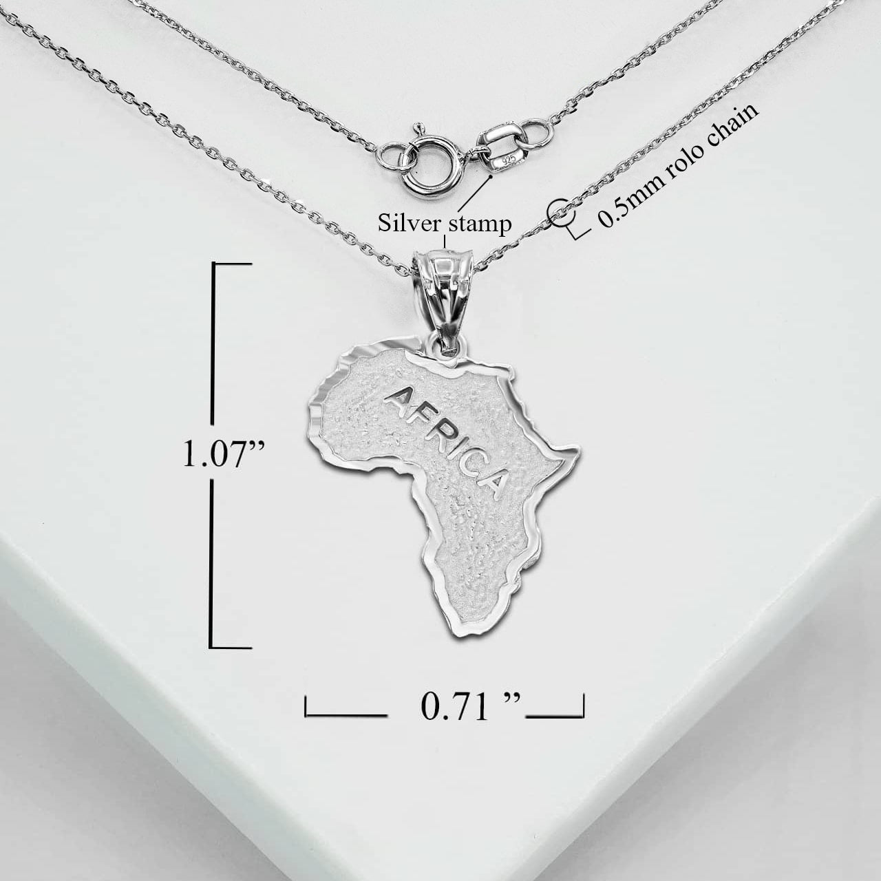 Silver Africa Map Outline Pendant Necklace, view 4