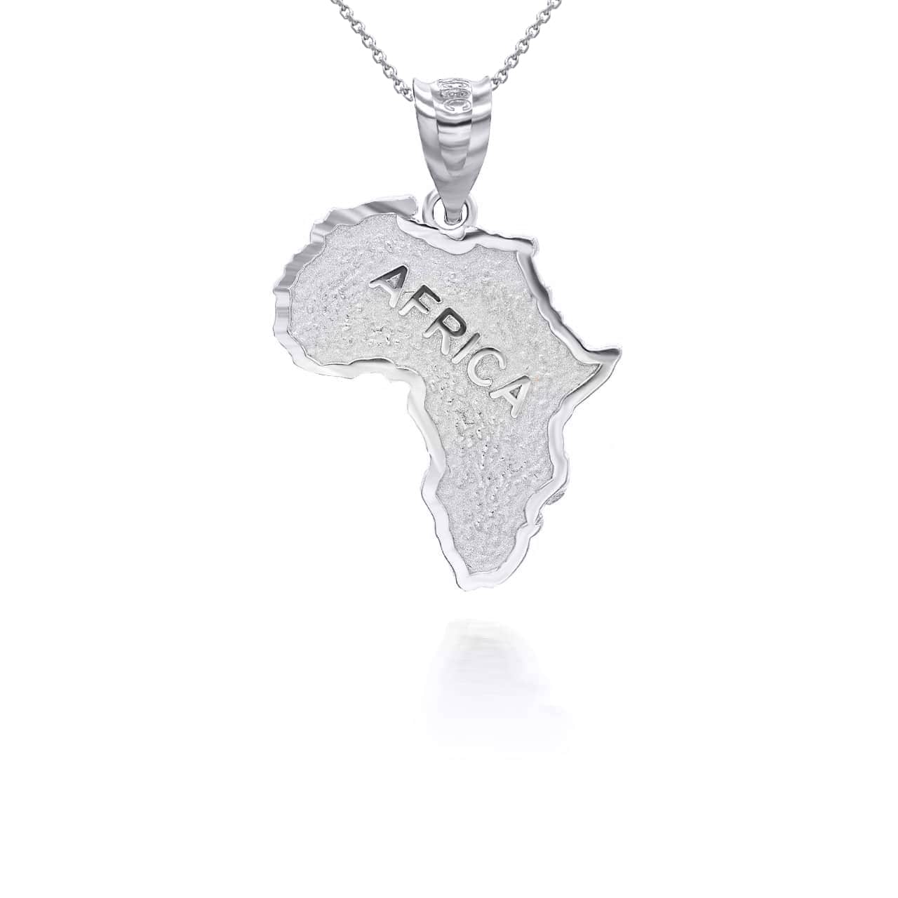 Silver Africa Map Outline Pendant Necklace, view 5