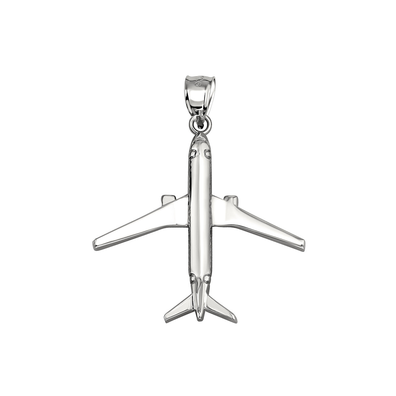 Silver Airplane Travel Charm Pendant Necklace