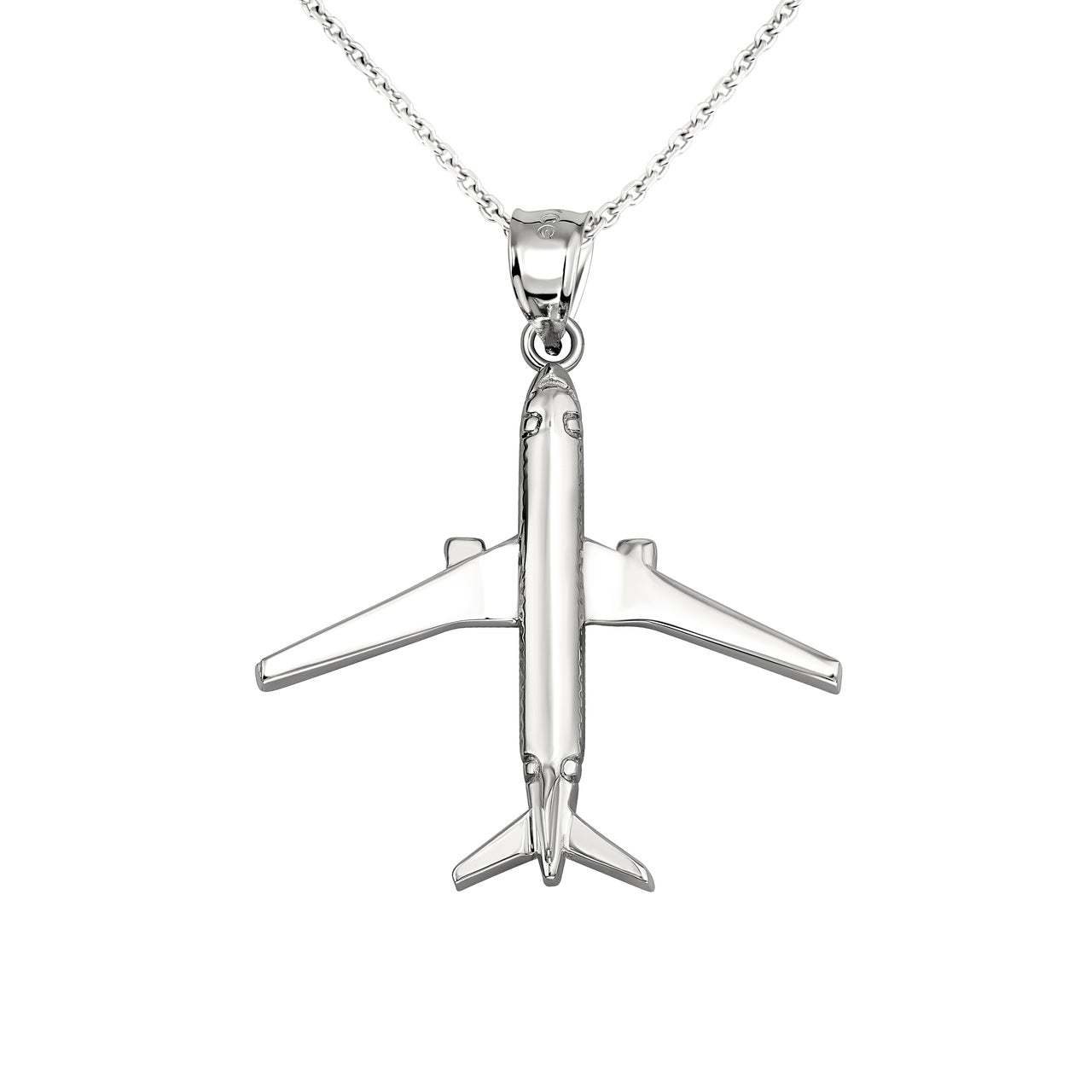 Silver Airplane Travel Charm Pendant Necklace, view 4