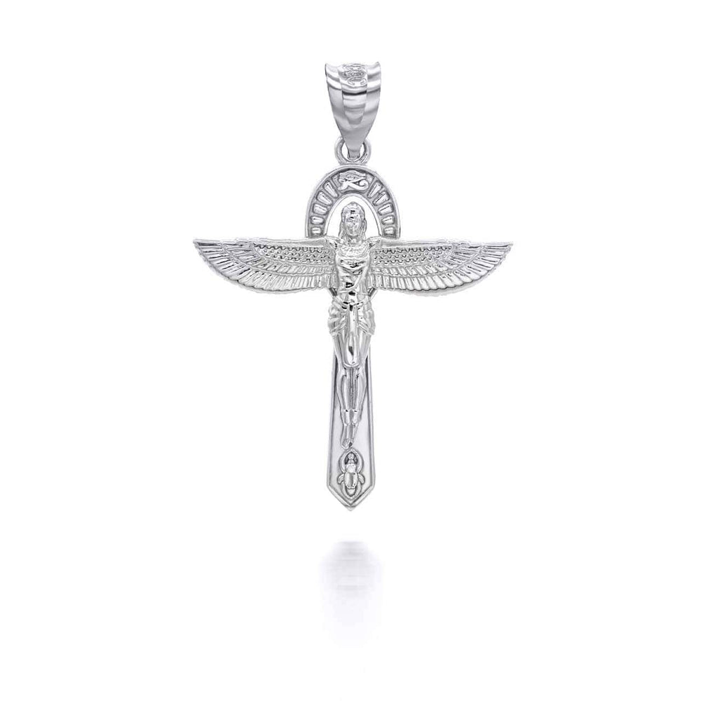 Silver Ancient Egyptian Goddess Isis Ankh Pendant Necklace