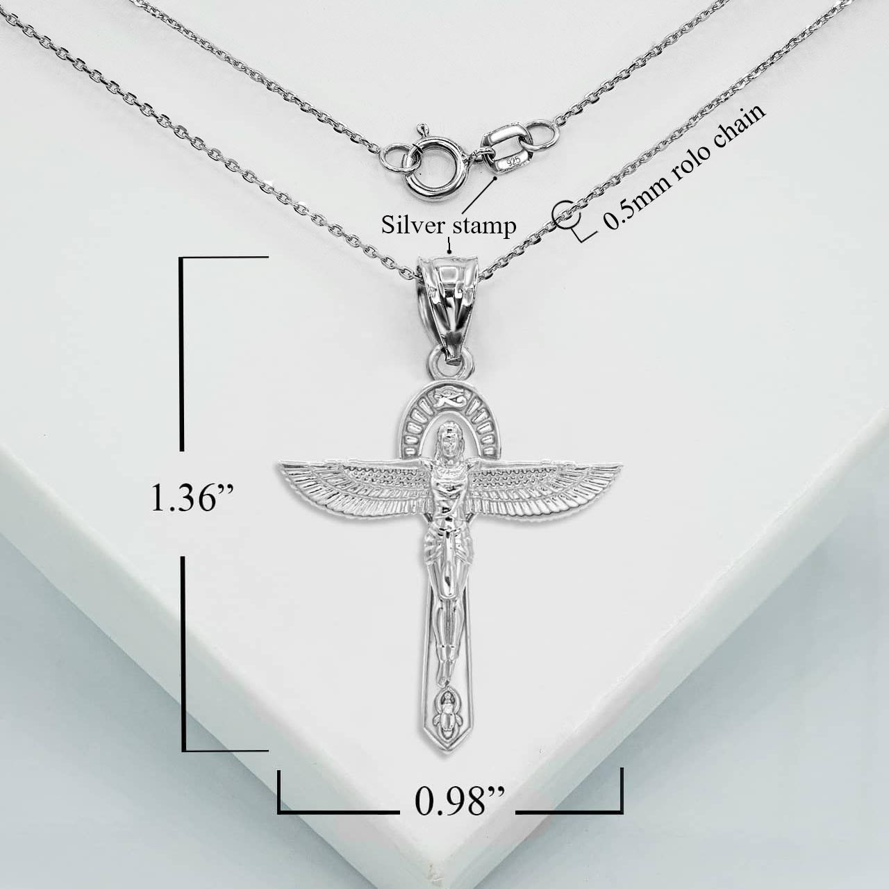 Silver Ancient Egyptian Goddess Isis Ankh Pendant Necklace, view 4