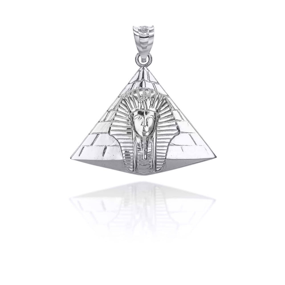 Silver Ancient Egyptian Pharaoh Pyramid Pendant Necklace