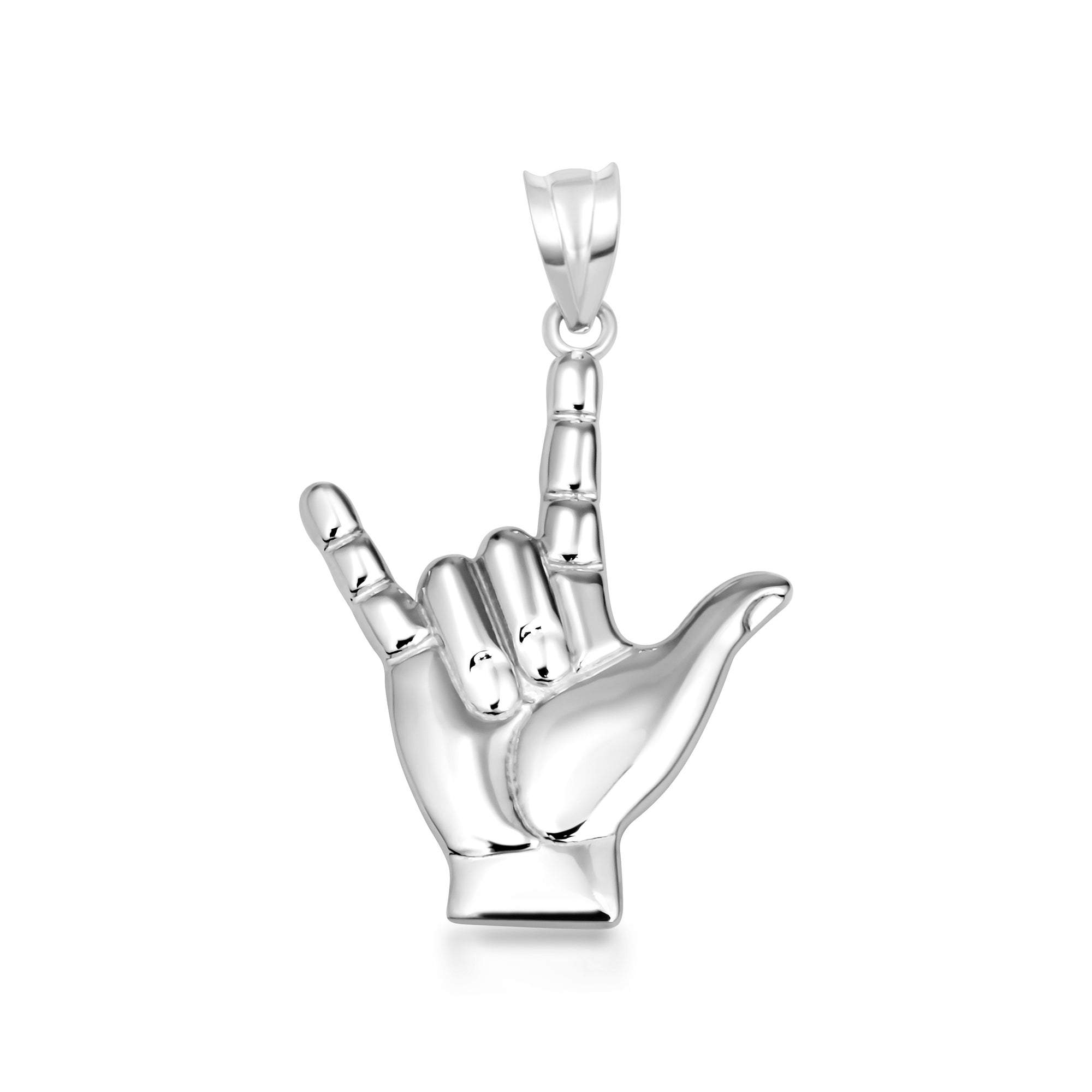 Silver ASL Sign Language I Love You Necklace