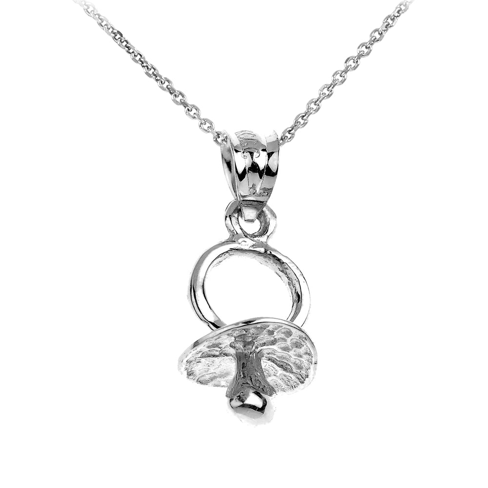 Silver Baby Pacifier Charm Pendant Necklace