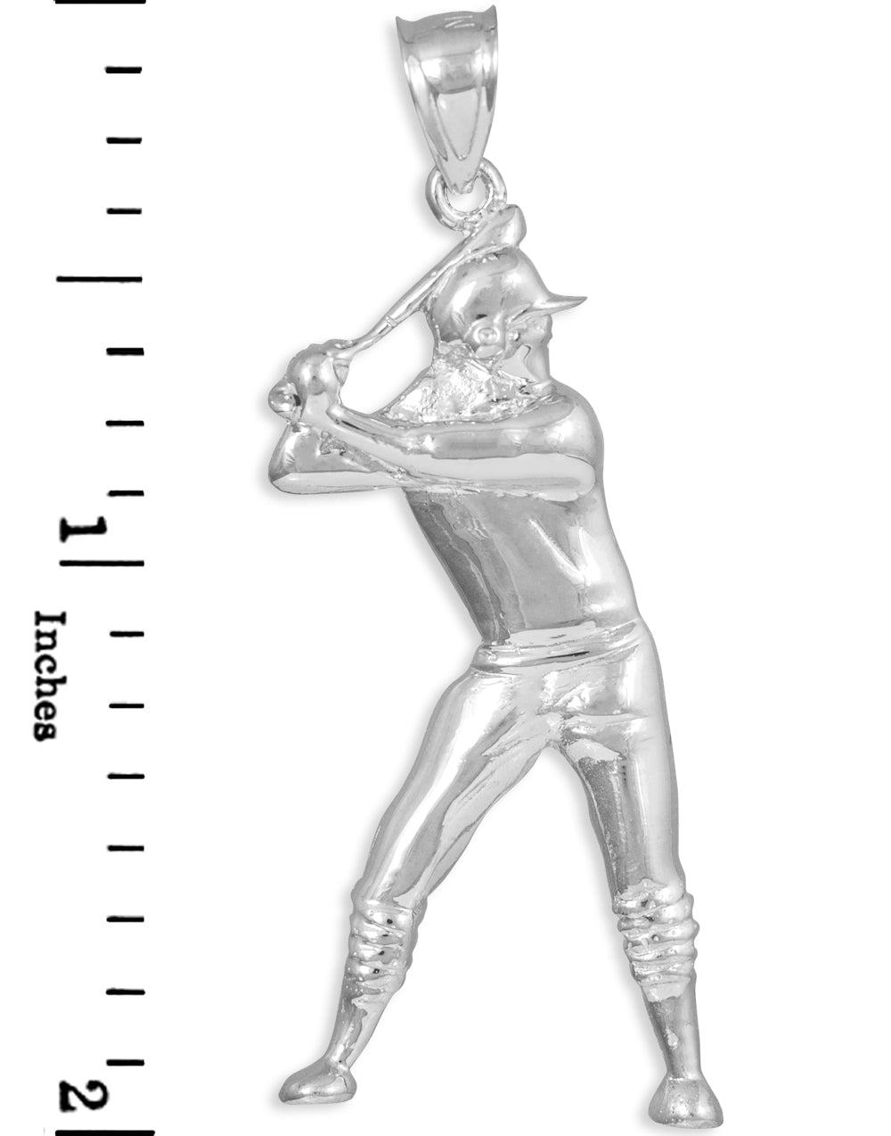 Silver Baseball Batter Sports Charm Pendant Necklace, view 3