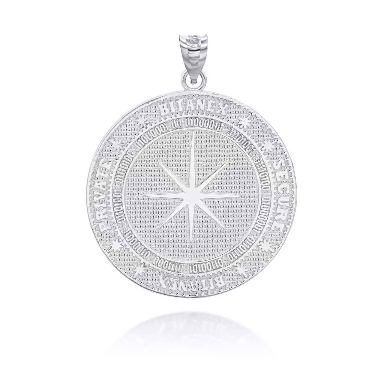 Silver Bitcoin Medallion Pendant Necklace, view 3