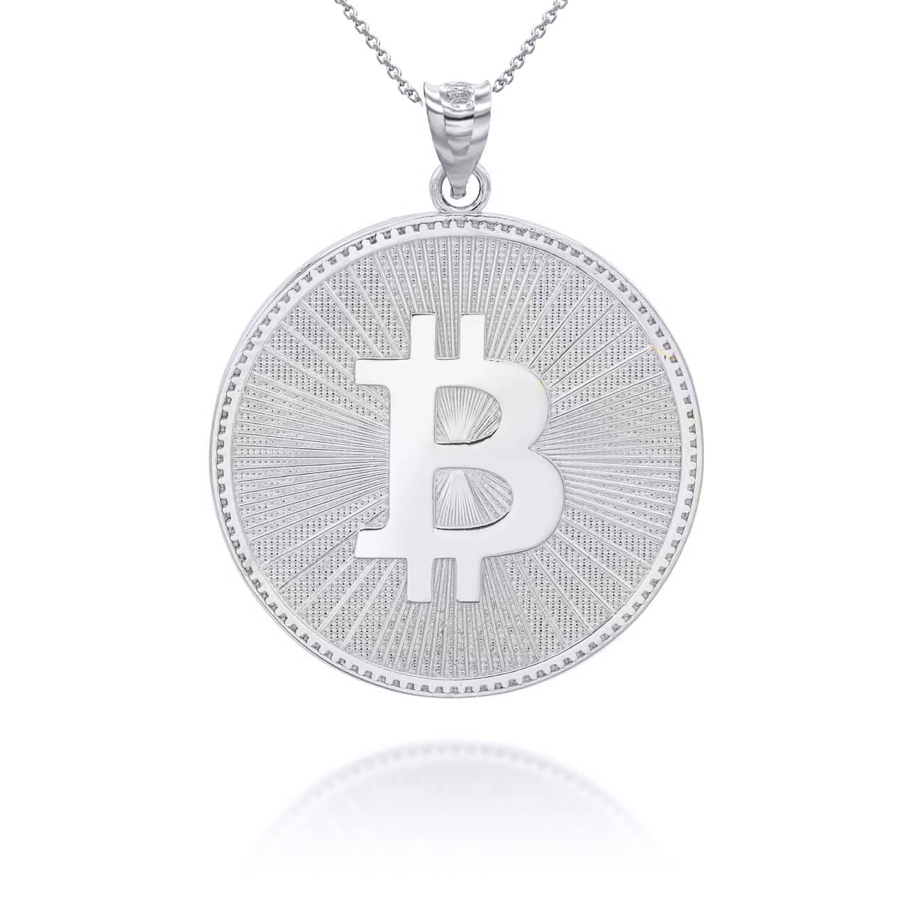 Silver Bitcoin Medallion Pendant Necklace, view 4