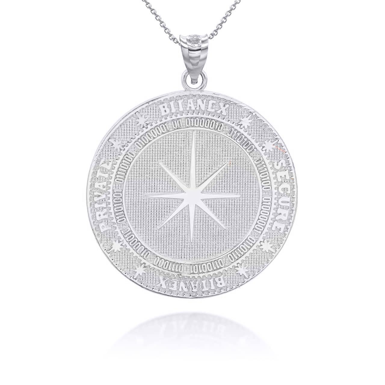 Silver Bitcoin Medallion Pendant Necklace, view 5