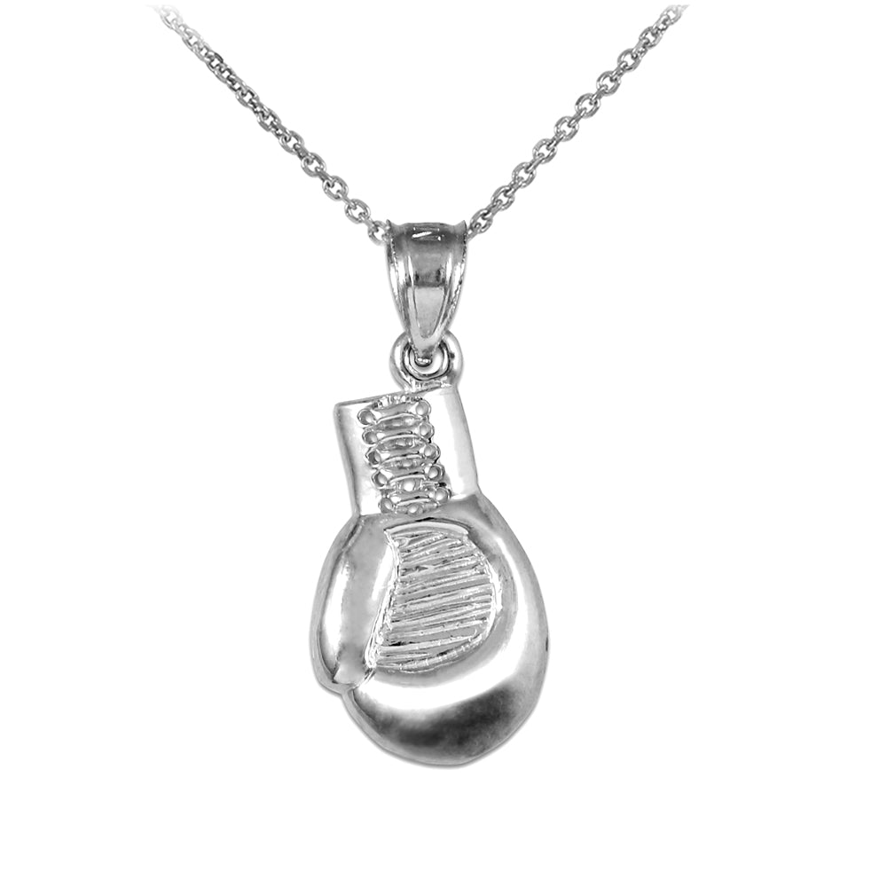 Silver Boxing Glove Charm Sports Pendant Necklace