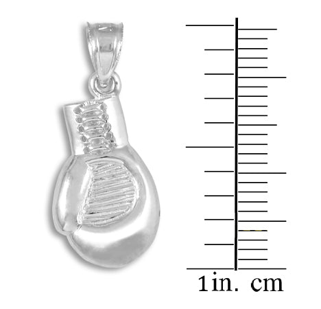 Silver Boxing Glove Charm Sports Pendant Necklace, view 3