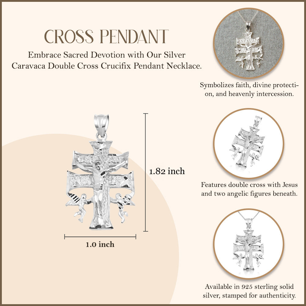 Silver Caravaca Crucifix Jesus Pendant, view 2