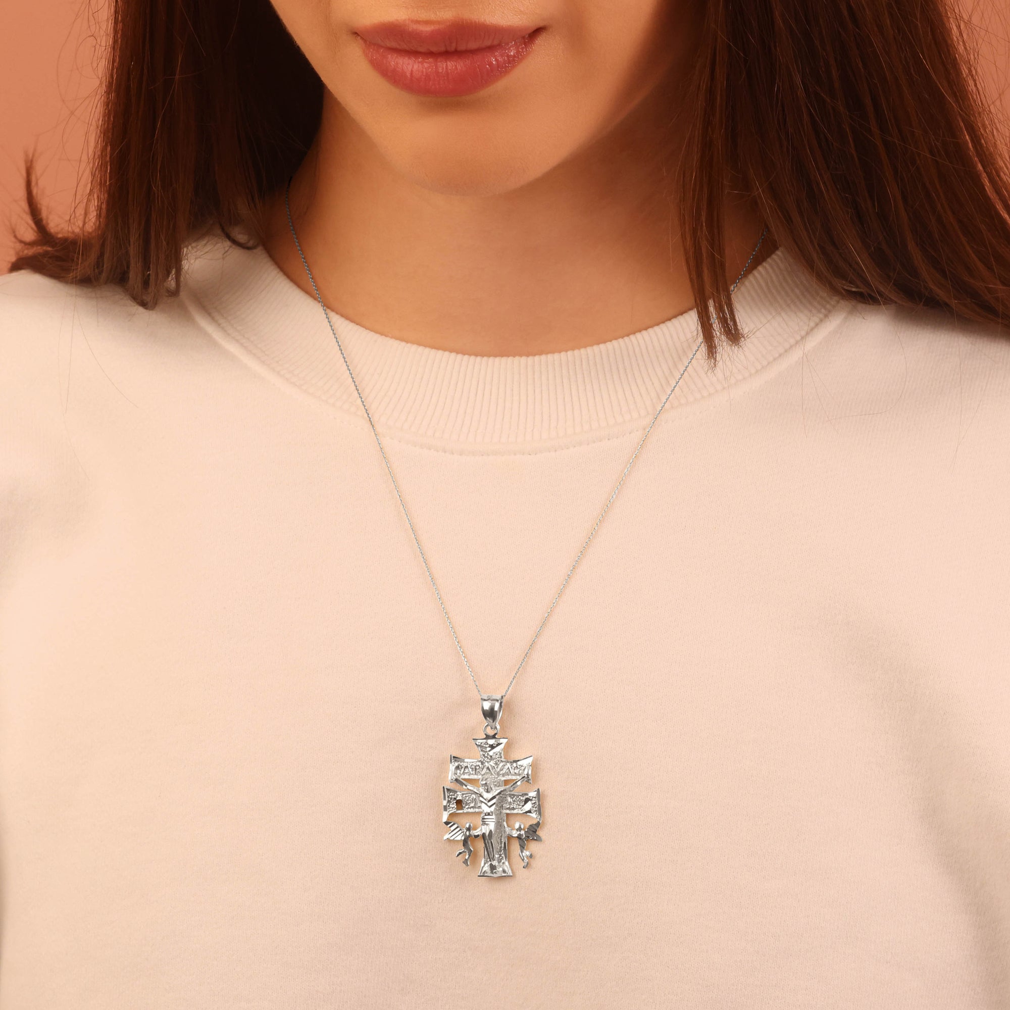 Silver Caravaca Crucifix Jesus Pendant, view 4