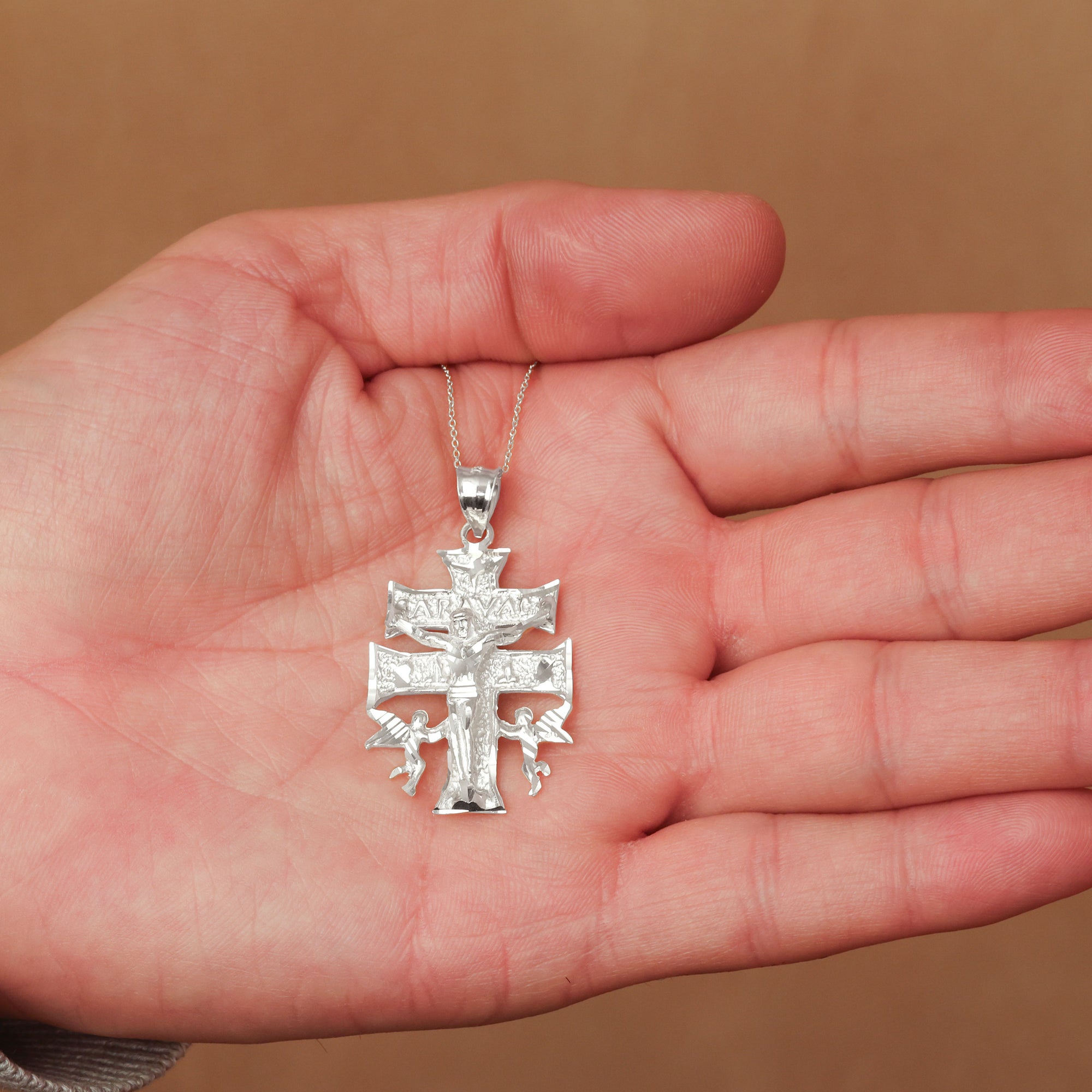 Silver Caravaca Crucifix Jesus Pendant, view 5