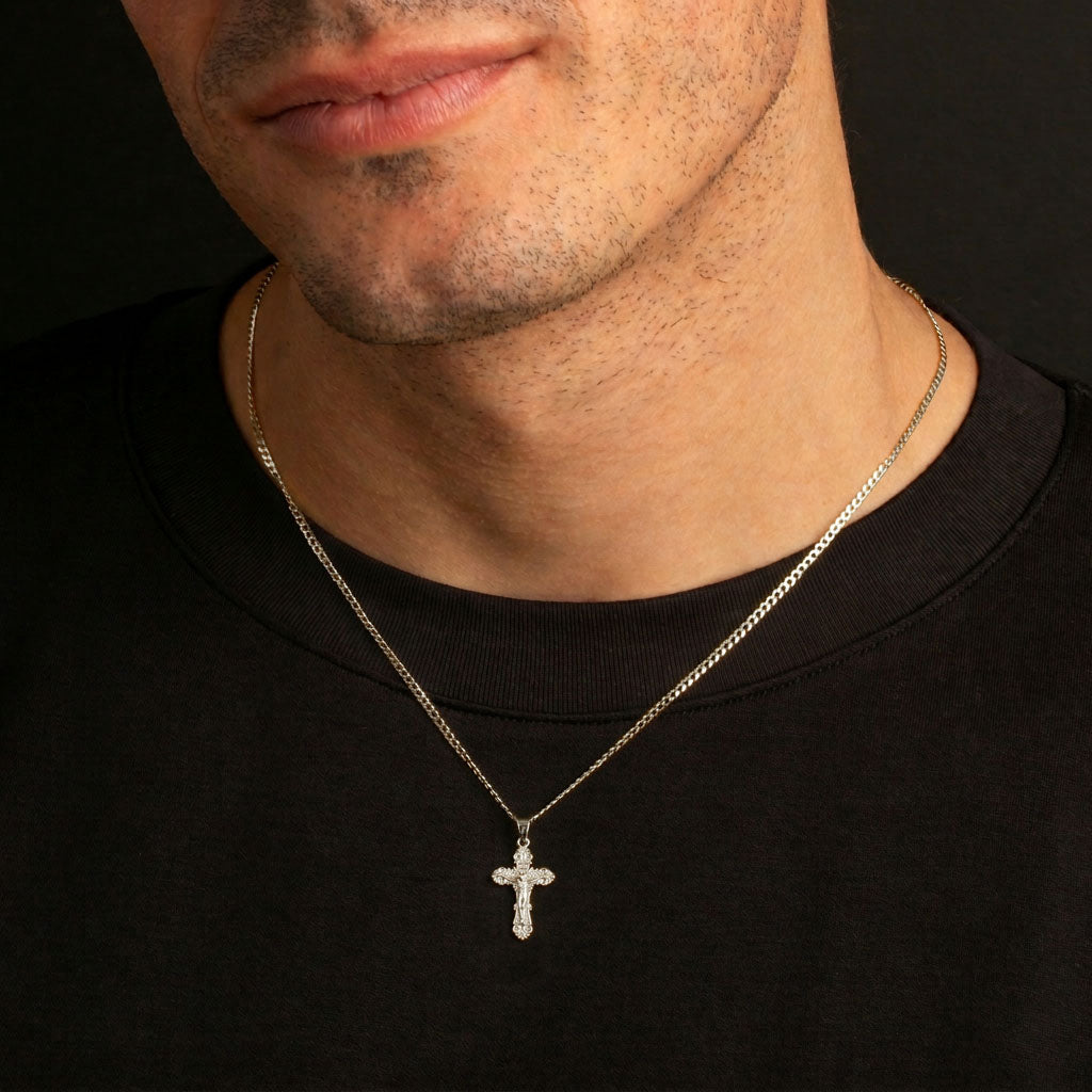 Silver Crucifix Jesus Cross Necklace, view 3