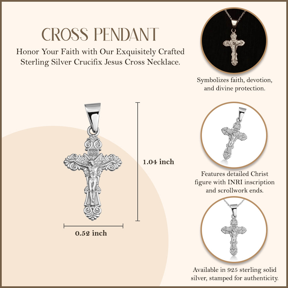Silver Crucifix Jesus Cross Necklace, view 4