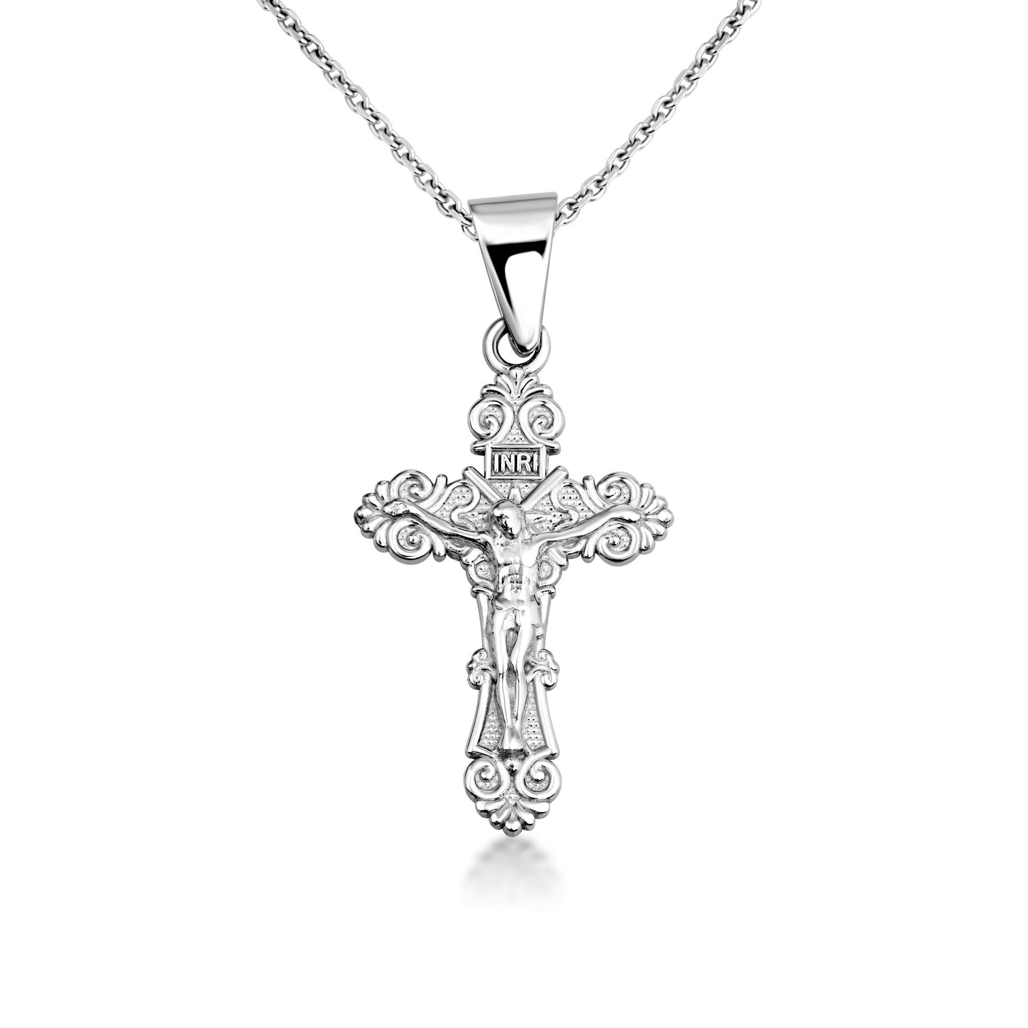 Silver Crucifix Jesus Cross Necklace, view 5
