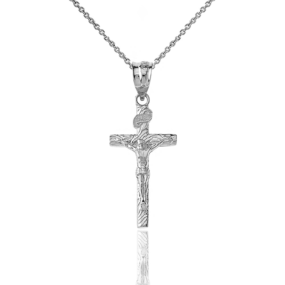 Silver Crucifix Pendant Jesus Cross Necklace (1.18")