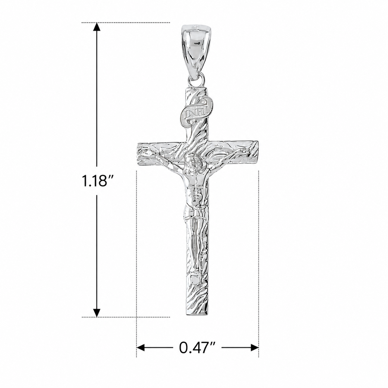 Silver Crucifix Pendant Jesus Cross Necklace (1.18"), view 4