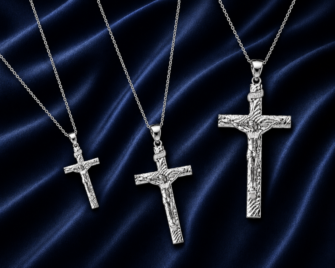 Silver Crucifix Pendant Jesus Cross Necklace (1.18"), view 5