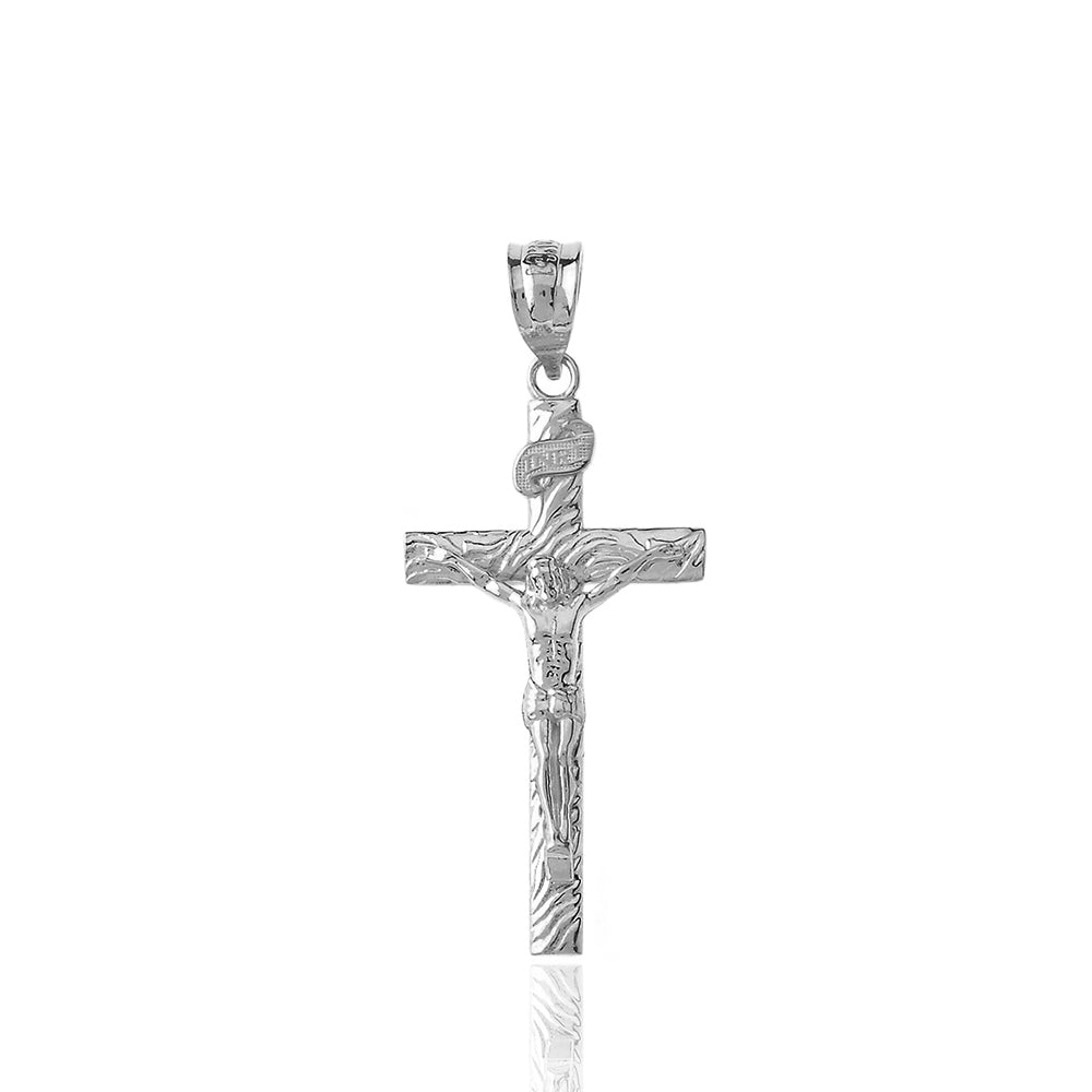 Silver Crucifix Pendant Jesus Cross Necklace (1.44"), view 2
