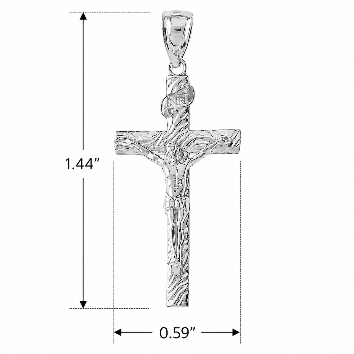 Silver Crucifix Pendant Jesus Cross Necklace (1.44"), view 4