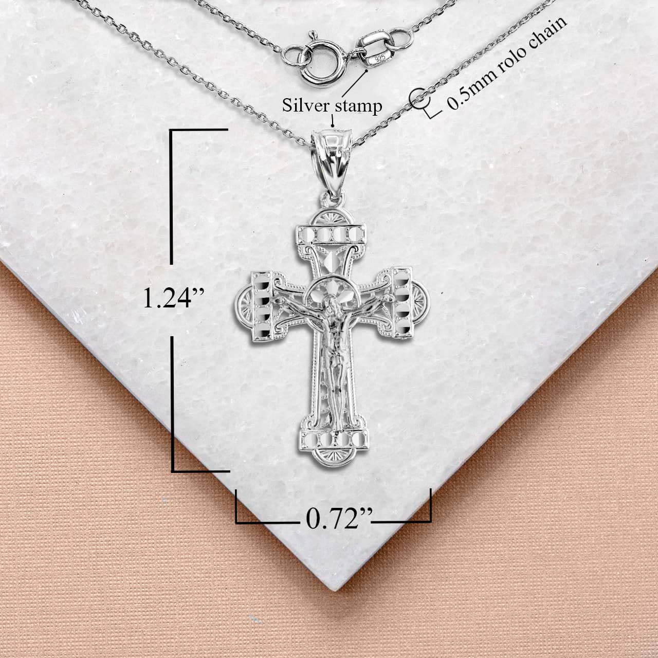 Silver Crucifix Pendant Necklace, view 3