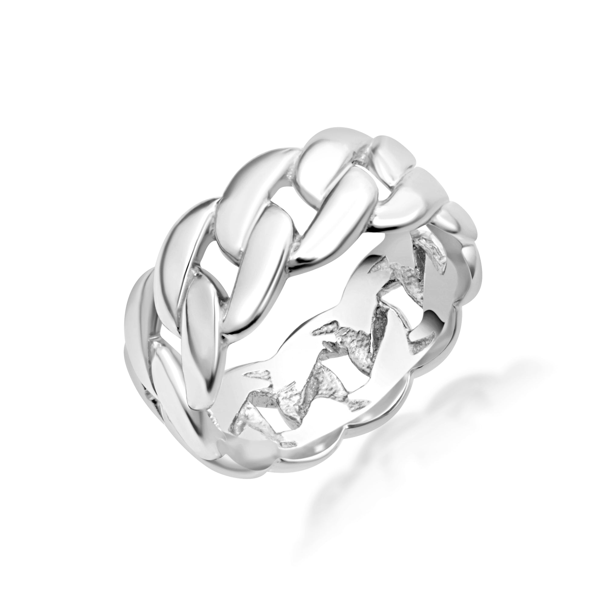 Silver Cuban Link Chain Ring 8 mm