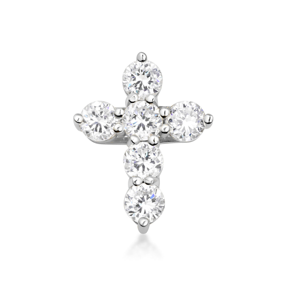 Silver Dainty Cross Necklace with Cubic Zirconia
