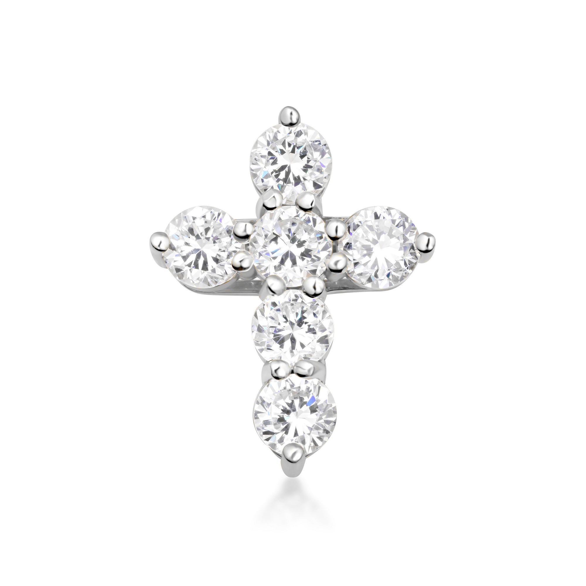 Silver Dainty Cross Necklace with Cubic Zirconia