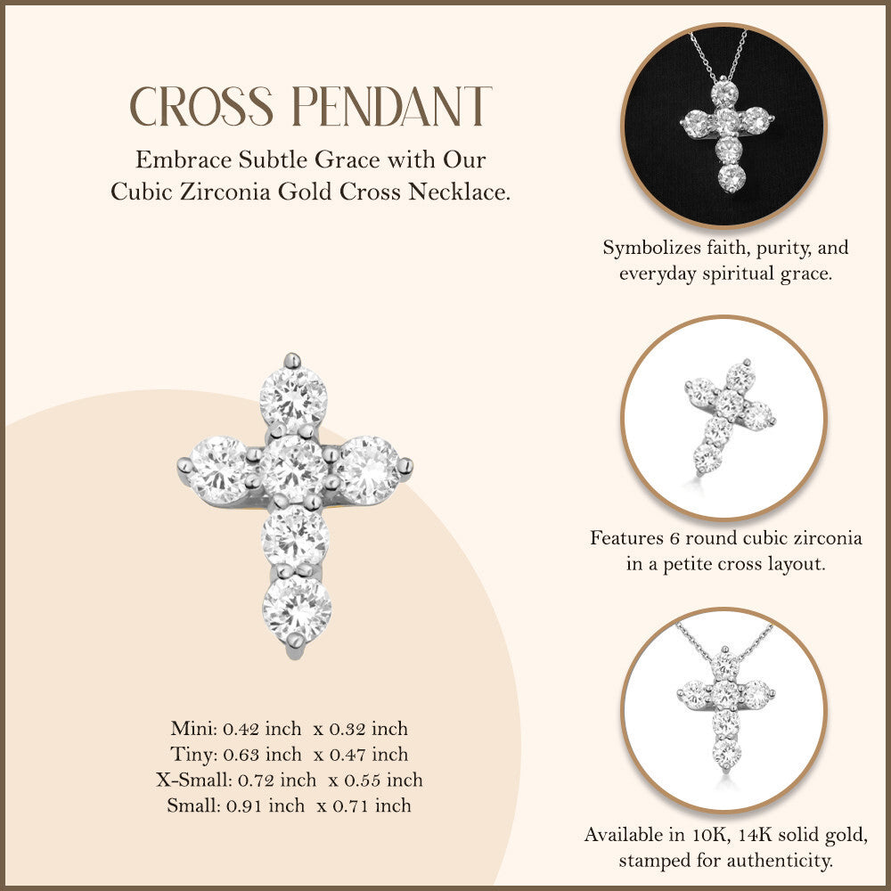 Silver Dainty Cross Necklace with Cubic Zirconia, view 2