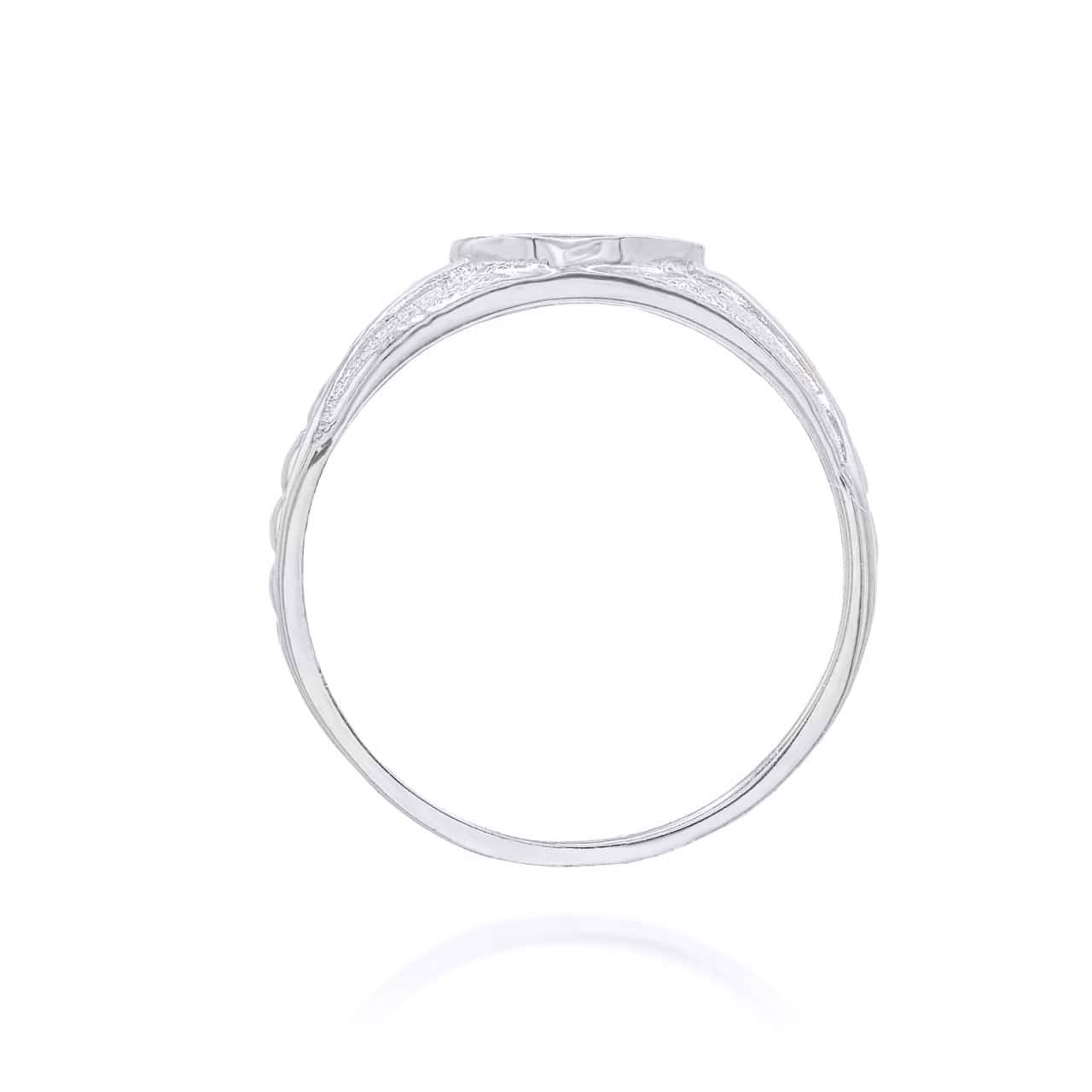 Silver Dainty Textured Engravable Signet Ring, view 4