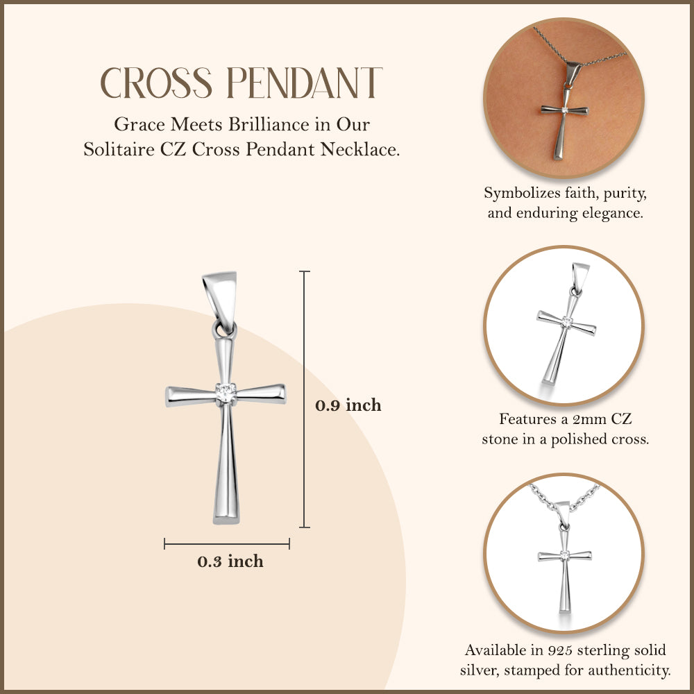 Silver Diamond Cross Necklace, view 3