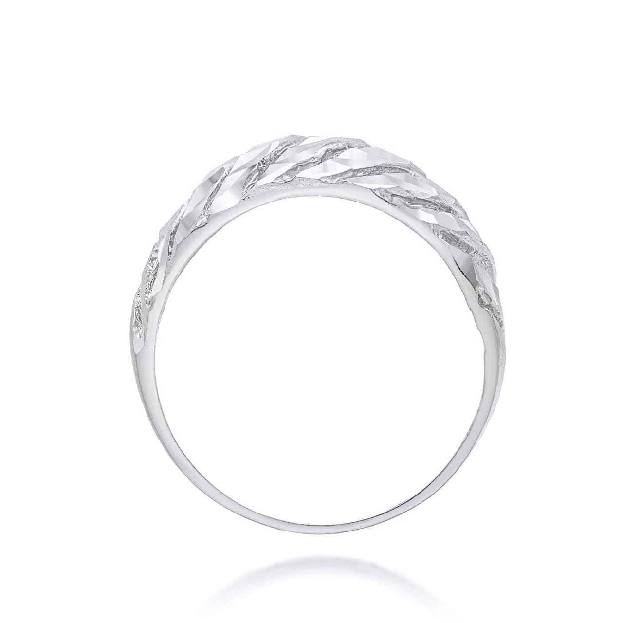 Silver Diamond Cut Croissant Dome Ring, view 2