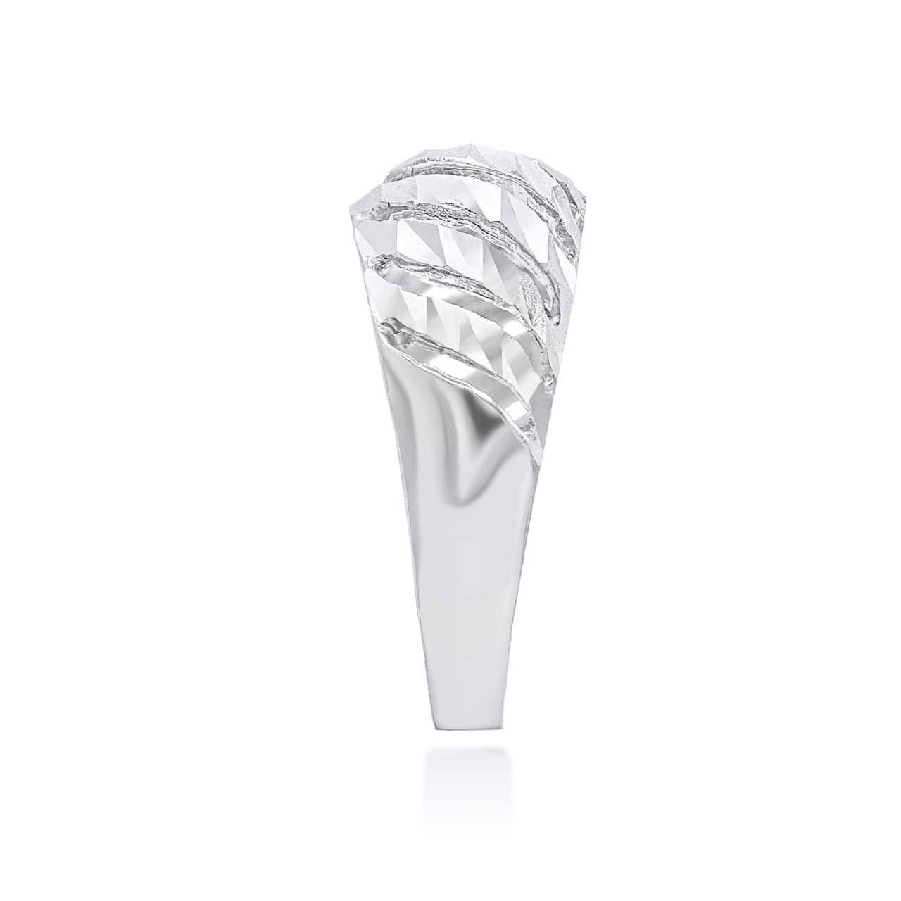 Silver Diamond Cut Croissant Dome Ring, view 3