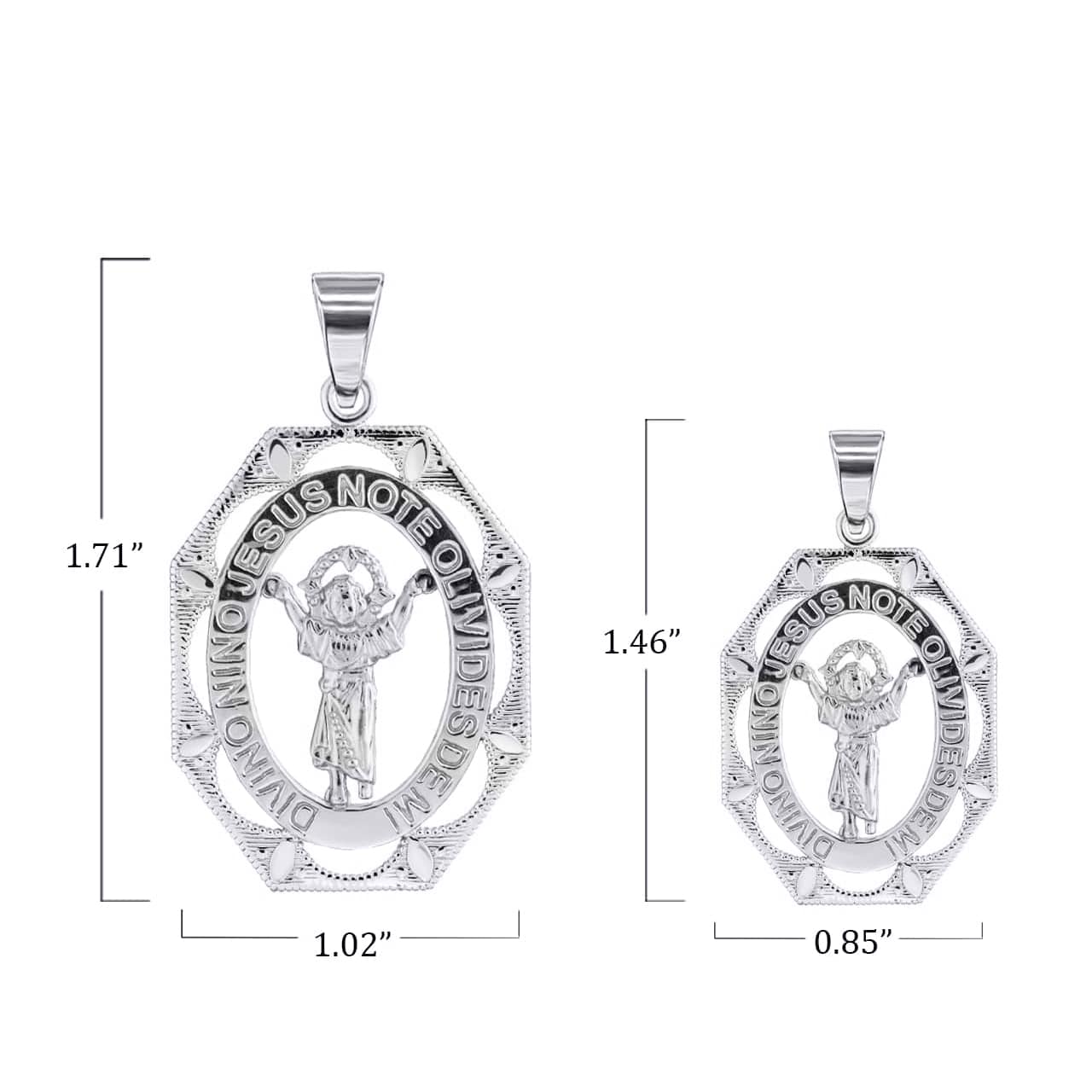 Silver Divino Nino Jesus Large Pendant Necklace, view 3