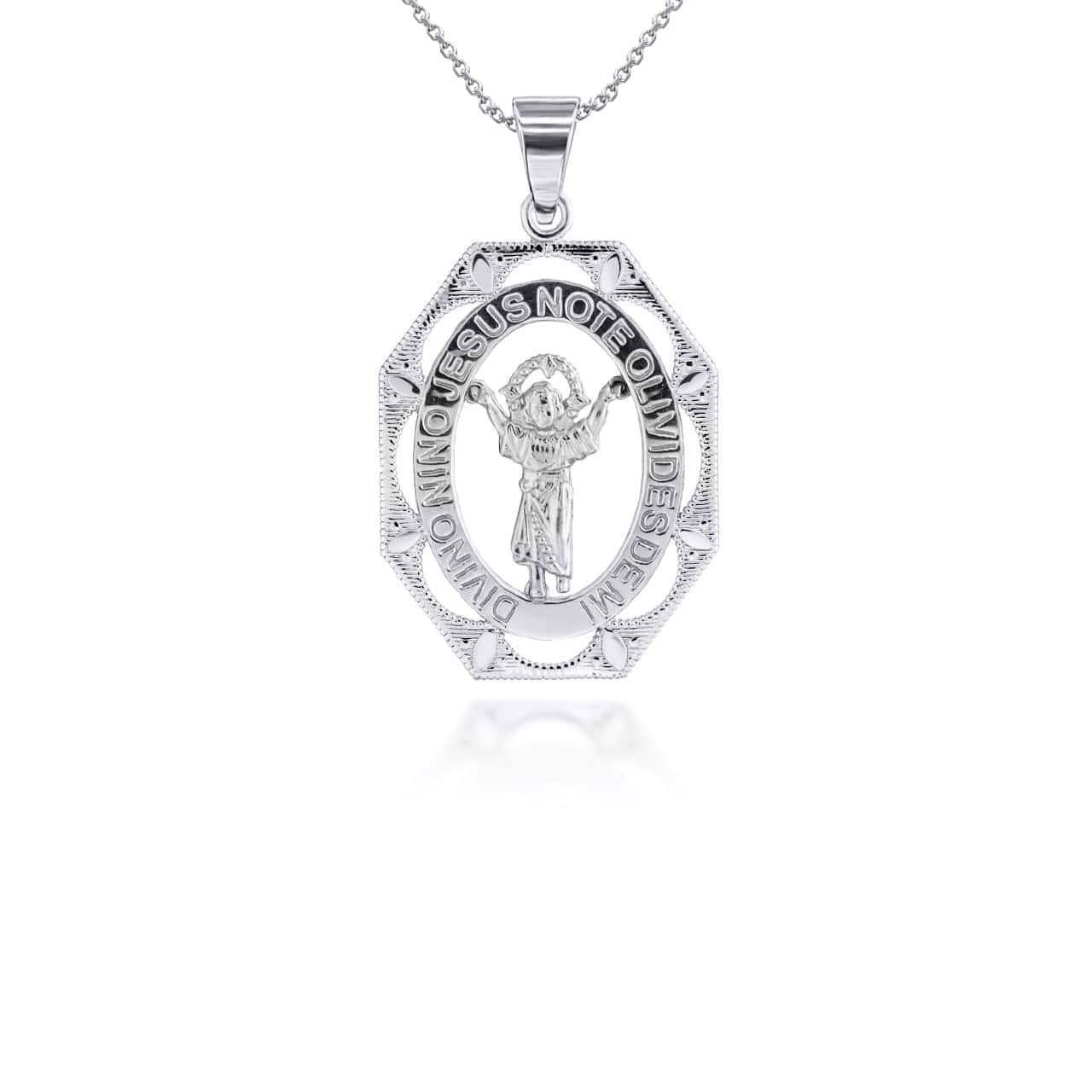 Silver Divino Nino Jesus Small Pendant Necklace, view 4