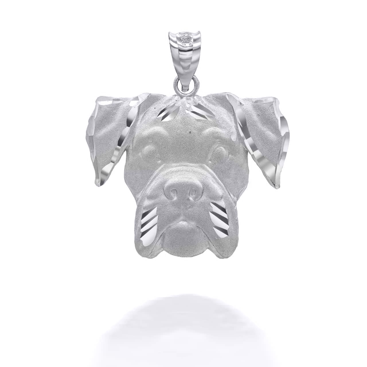 Silver Dog Boxer Pendant Necklace